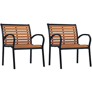 Zahradní židle 2 ks ocel a WPC černé a hnědé, 312036 (312036)