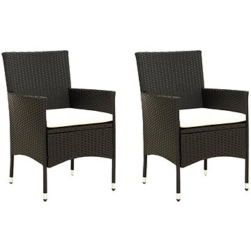 Zahradní židle s poduškami 2 ks polyratan černé, 316680 (316680)