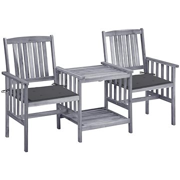 Zahradní židle s čajovým stolkem a poduškami masivní akácie, 3061302 (3061302)