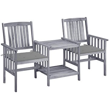 Zahradní židle s čajovým stolkem a poduškami masivní akácie, 3061303 (3061303)