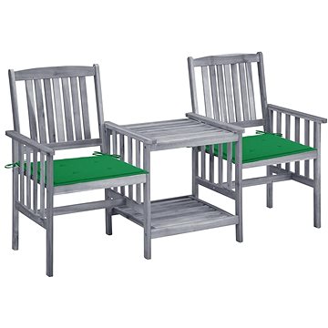Zahradní židle s čajovým stolkem a poduškami masivní akácie, 3061307 (3061307)