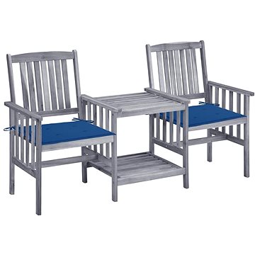 Zahradní židle s čajovým stolkem a poduškami masivní akácie, 3061312 (3061312)