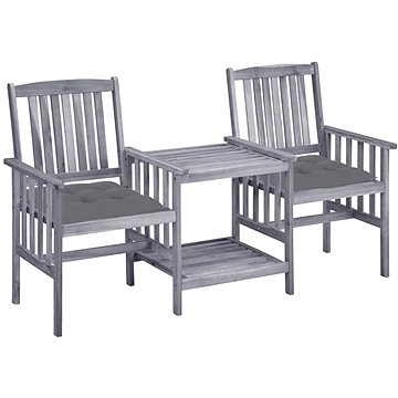 Zahradní židle s čajovým stolkem a poduškami masivní akácie, 3061318 (3061318)