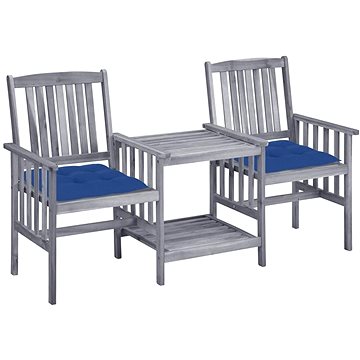 Zahradní židle s čajovým stolkem a poduškami masivní akácie, 3061327 (3061327)