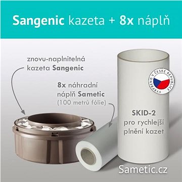 Sangenic znovunaplnitelná kazeta + 8 náplní do kazety a SKID-2 (SAMETIC-8)