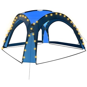 Party stan s LED světly 4 boční stěny 3,6 x 3,6 x 2,3 m modrý (92236)