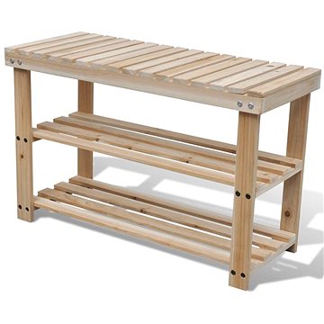 Botník s lavičkou 2-v-1 s lavičkou masivní jedlové dřevo (241067)