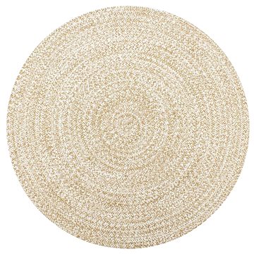 Ručně vyráběný koberec juta bílý a přírodní 90 cm (133722)