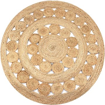 Kusový koberec z juty se splétaným designem 120 cm kulatý (245343)
