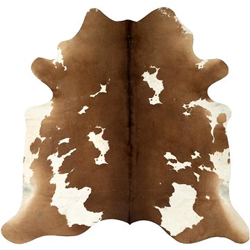 Koberec z pravé hovězí kůže hnědo-bílý 150x170 cm (284344)