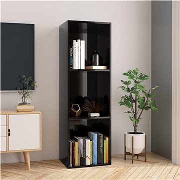 Knihovna/TV skříňka černá vysoký lesk 36x30x114 cm dřevotříska (800142)
