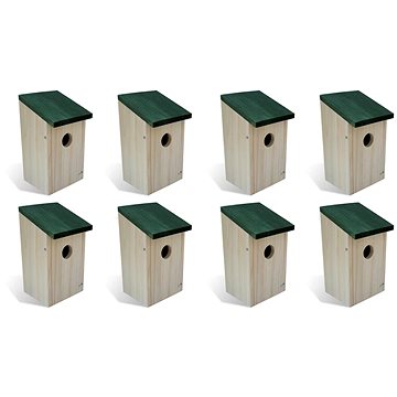 Ptačí budky 8 ks dřevěné 12×12×22 cm 276006