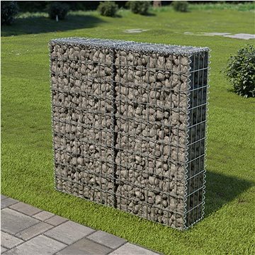 Gabionová zeď s kryty z pozinkované oceli 100 × 20 × 100 cm