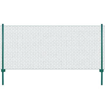 Drátěný plot se sloupky ocel 25 × 0,75 m zelený (144614)