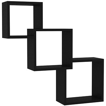 Nástěnné police kostka černé 84,5 × 15 × 27 cm dřevotříska