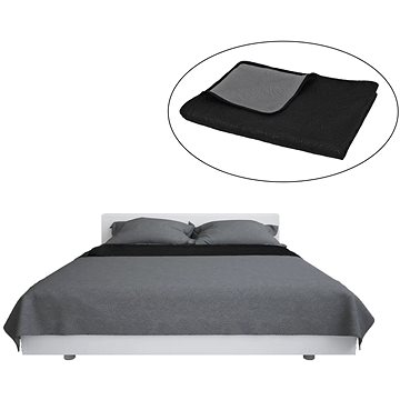 Oboustranný prošívaný přehoz na postel 170 × 210 cm šedo-černý