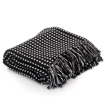 Bavlněná deka se čtverečky 160 × 210 cm černá