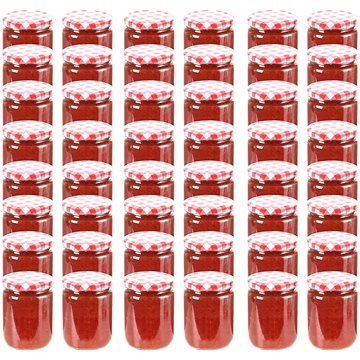 Zavařovací sklenice s bíločervenými víčky 48 ks 230 ml