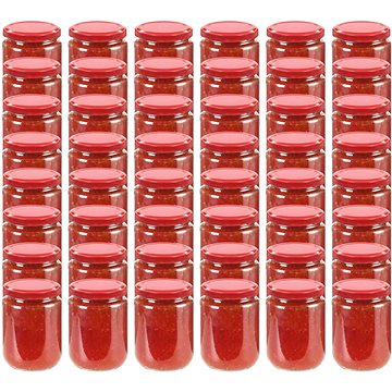 Zavařovací sklenice s červenými víčky 48 ks 230 ml