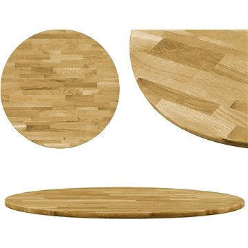 Stolní deska z masivního dubového dřeva kulatá 23 mm 600 mm (245983)