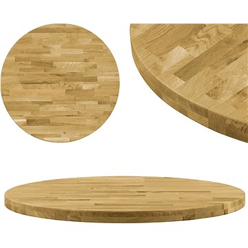 Stolní deska z masivního dubového dřeva kulatá 44 mm 600 mm (245994)
