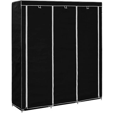 Šatní skříň s přihrádkami a tyčemi černá 150x45x175 cm textil