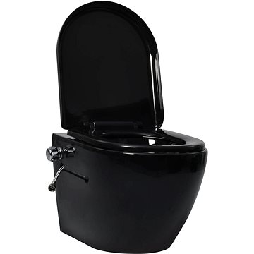 Závěsné WC bez oplachového kruhu funkce bidetu keramické černé (145782)