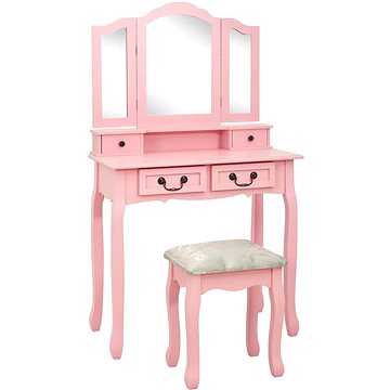 Toaletní stolek se stoličkou růžový 80 × 69 × 141 cm pavlovnia (289319)