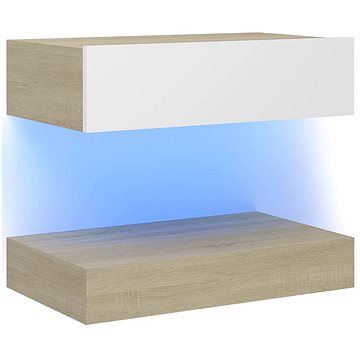 Noční stolek bílý a dub sonoma 60 × 35 cm dřevotříska (3079689)
