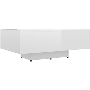 Konferenční stolek bílý vysoký lesk 85 × 55 × 31 cm dřevotříska (803386)