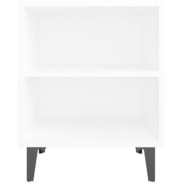 Noční stolek s kovovými nohami bílý 40 x 30 x 50 cm (805797)