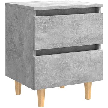 Noční stolek masivní dřevěné nohy betonově šedý 40 × 35 × 50 cm (805859)