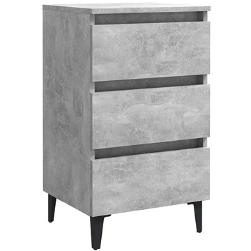 Noční stolek s kovovými nohami betonově šedý 40 × 35 × 69 cm (805913)