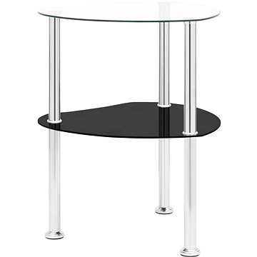 2patrový stolek průhledný a černý 38 × 38 × 50 cm tvrzené sklo (322786)