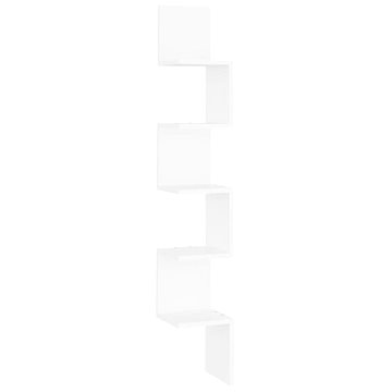 Nástěnná rohová police bílá 20 × 20 × 127,5 cm dřevotříska (807277)