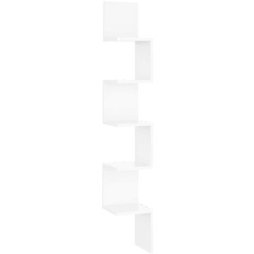 Nástěnná rohová police bílá lesklá 20×20×127,5 cm dřevotříska (807283)