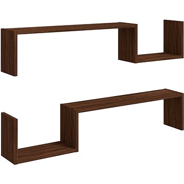 Nástěnné police 2 ks hnědý dub 100×15×20 cm kompozitní dřevo (815935)