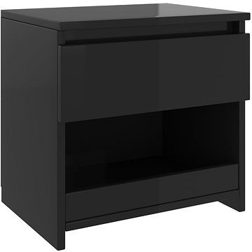 Noční stolek černý s vysokým leskem 40 × 30 × 39 cm dřevotříska (803457)