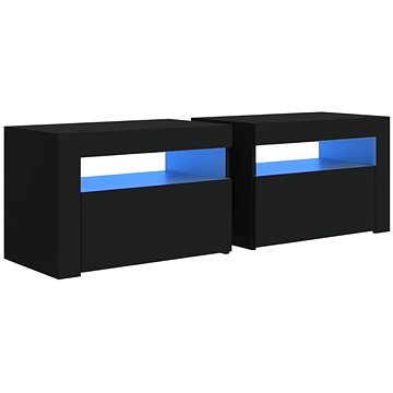Noční stolky 2 ks s LED černé 60 × 35 × 40 cm (3080735)
