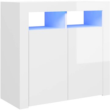 Příborník s LED osvětlením bílý s vysokým leskem 80×35×75 cm (804334)
