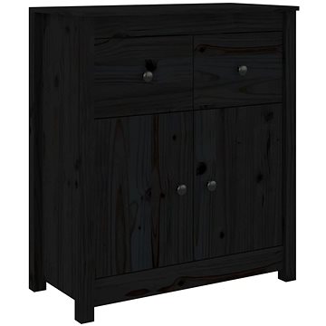 Příborník černý 70 × 35 × 80 cm masivní borové dřevo (813753)