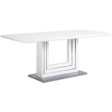 Bílý jídelní stůl 180x90 cm se základnou s nerezové oceli KALONA, 127808 (beliani_127808)