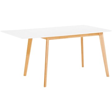 Bílý jídelní stůl s bočným prodloužením 120/155 x 80 cm MEDIO, 58811 (beliani_58811)