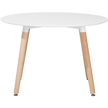 Bílý jídelní stůl z kaučuku 120 cm BOVIO, 58810 (beliani_58810)