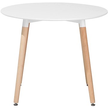 Bílý jídelní stůl z kaučuku 90 cm BOVIO, 58808 (beliani_58808)