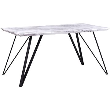 Jídelní stůl mramorový vzhled bílý / černý 150 x 80 cm MOLDEN, 242460 (beliani_242460)