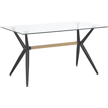 Jídelní stůl, SACRAMENTO,140 x 80 černý/sklo, 250954 (beliani_250954)