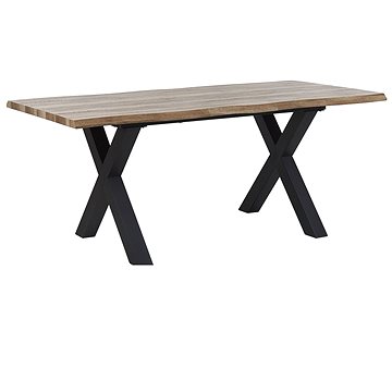 Rozkládací jídelní stůl 140/180 x 90 cm tmavé dřevo s černou BRONSON, 242388 (beliani_242388)