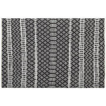 Kožený koberec 140 x 200 cm černý s béžovým FEHIMLI, 182337 (beliani_182337)