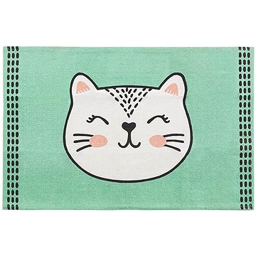 Dětský koberec s kočkou, 60 x 90 cm, zelený HOWRAH, 246232 (beliani_246232)
